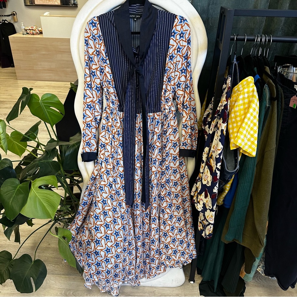 Sister Jane Navy and Orange Long Sleeve Dress
